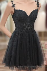 Black Short Sweetheart Tulle Homecoming Dress, Black Short Semi Formal Prom Dress Party Dress